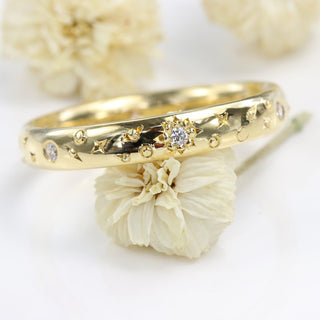 Celestial Diamond Band | Sun, Moon and Stars Gold Ring