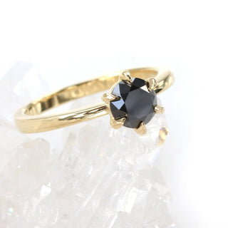 Custom 18ct Gold 6-Prong Set Black Diamond Engagement Ring