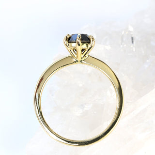 Custom 18ct Gold 6-Prong Set Black Diamond Engagement Ring