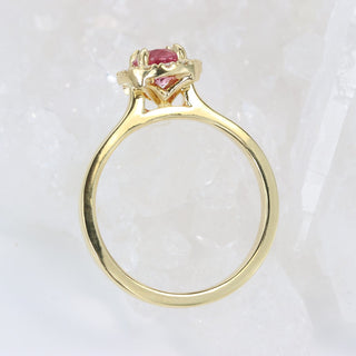 Custom 18ct Gold Pink Sapphire & Diamond Halo Engagement Ring
