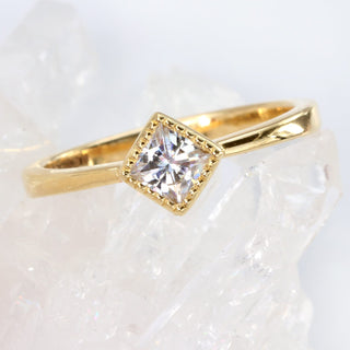 Custom 18ct Gold Princess Cut Solitaire Moissanite Engagement Ring