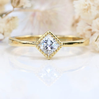 Custom 18ct Gold Princess Cut Solitaire Moissanite Engagement Ring