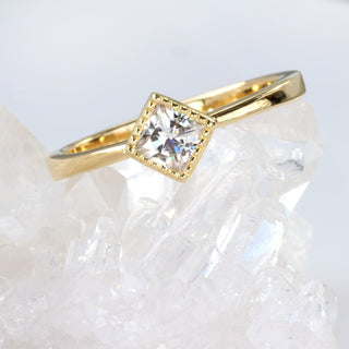 Custom 18ct Gold Princess Cut Solitaire Moissanite Engagement Ring