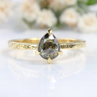 Custom 18ct Gold Salt and Pepper Diamond Solitaire Engagement Ring