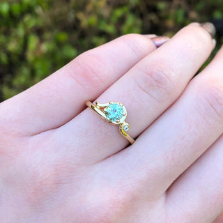 Custom 18ct Gold Seafoam Tourmaline & Diamond Art Nouveau Inspired Ring