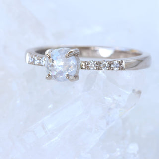 Custom 18ct White Gold Solitaire Diamond Pavé Engagement Ring