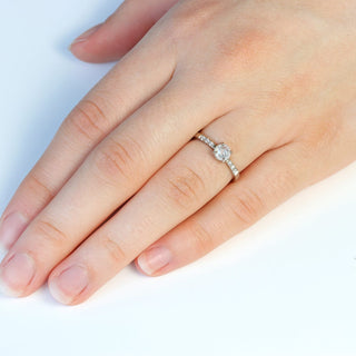 Custom 18ct White Gold Solitaire Diamond Pavé Engagement Ring