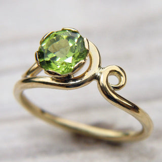 Custom Peridot Ring in Art Nouveau Style