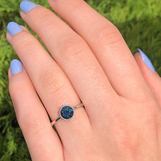 Custom Platinum Parti Sapphire Milgrain Solitaire Engagement Ring