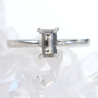 Custom Platinum Salt and Pepper Diamond Solitaire Engagement Ring