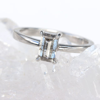 Custom Platinum Salt and Pepper Diamond Solitaire Engagement Ring
