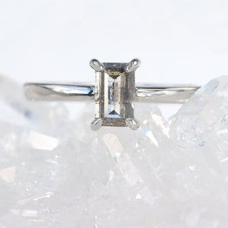 Custom Platinum Salt and Pepper Diamond Solitaire Engagement Ring
