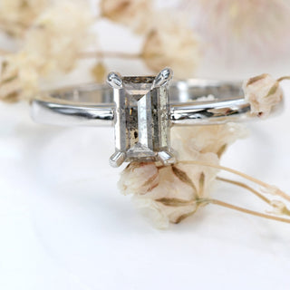 Custom Platinum Salt and Pepper Diamond Solitaire Engagement Ring