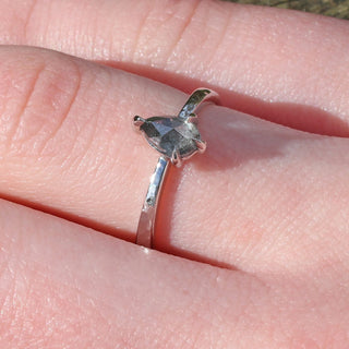 Custom Platinum Salt and Pepper Pear Shape Diamond Ring