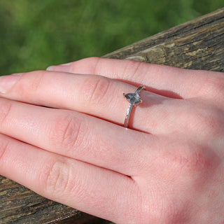 Custom Platinum Salt and Pepper Pear Shape Diamond Ring