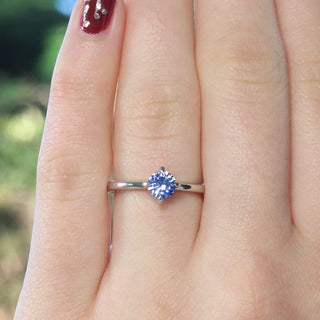 Platinum Blue Sapphire Basket Set Engagement Ring