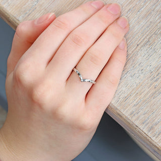 Platinum Diamond Wishbone Ring (Size M 1/2)