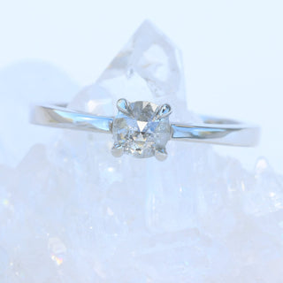Platinum Rose Cut Icy Diamond Solitaire Engagement Ring
