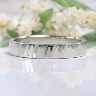 Platinum Tree Bark Texture Wedding Ring (Size T 1/2, Resize G - U)