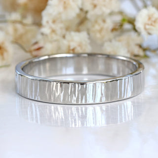 Platinum Tree Bark Texture Wedding Ring (Size T 1/2, Resize G - U)