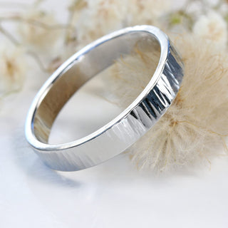 Platinum Tree Bark Texture Wedding Ring (Size T 1/2, Resize G - U)