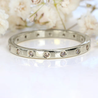 Slim Champagne Diamond 18ct White Gold Wedding Ring