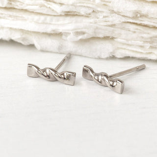 Twist Stud Earrings in 18ct White Gold