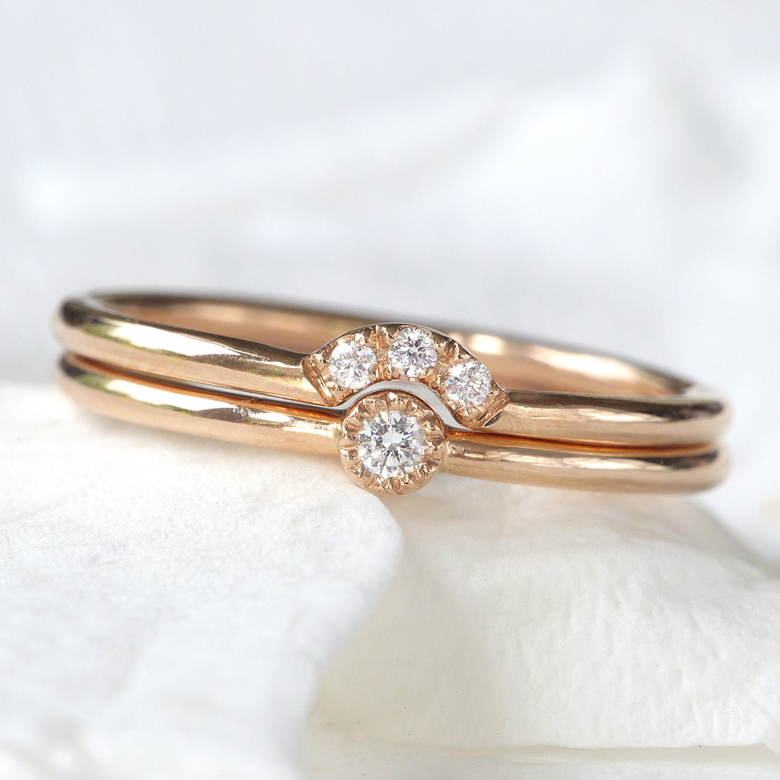 18ct Rose Gold Milgrain Diamond Solitaire Ring