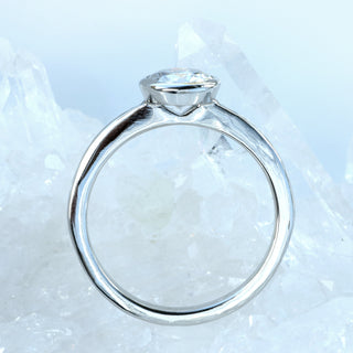 Custom Moissanite Solitaire Platinum Ring Set, Hammered Finish