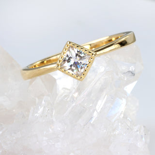Custom 18ct Gold Princess Cut Solitaire Moissanite Engagement Ring