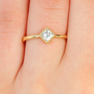 Custom 18ct Gold Princess Cut Solitaire Moissanite Engagement Ring