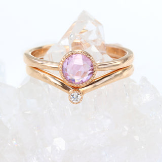 18ct Rose Gold Solitaire Diamond Wishbone Ring (Size L)