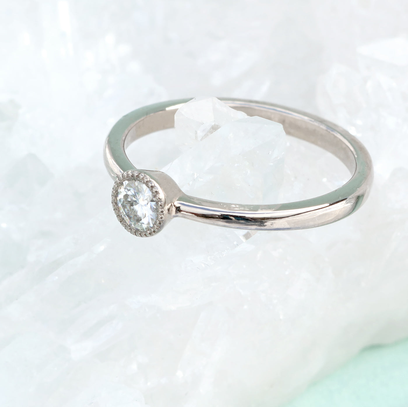 moissanite solitaire engagement ring - lab grown diamond