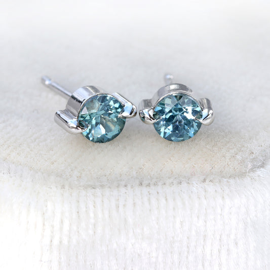 Fair Trade Blue Sapphire Platinum Stud Earrings