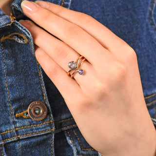 morganite and sapphire stacking ring
