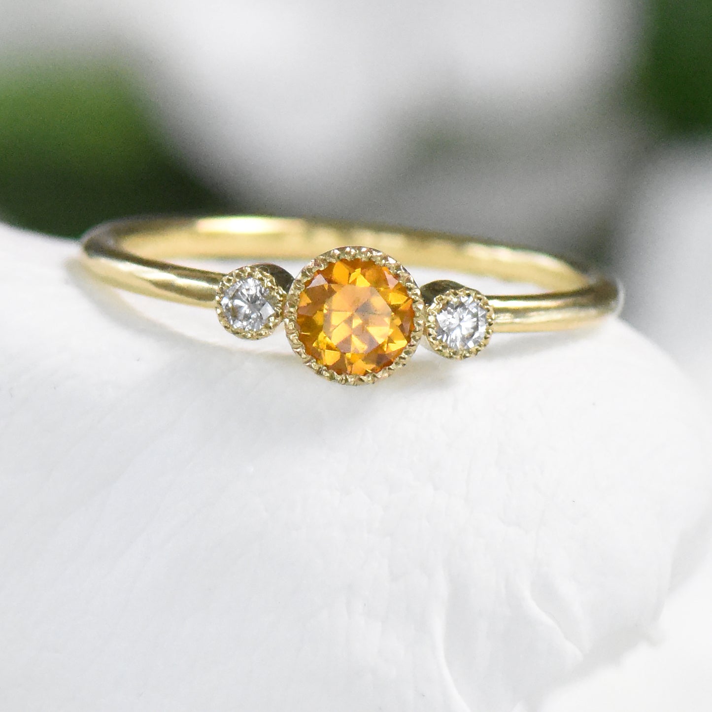 honey sapphire diamond engagement ring