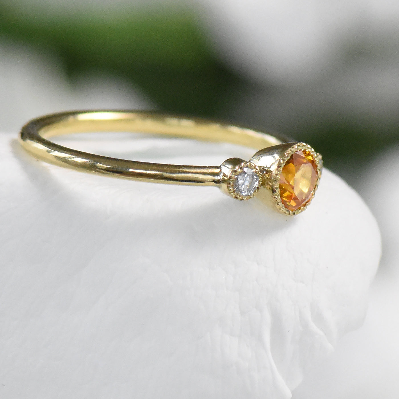 honey sapphire diamond engagement ring