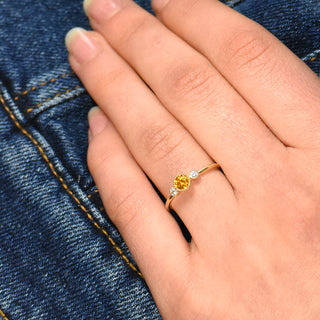 honey sapphire diamond engagement ring