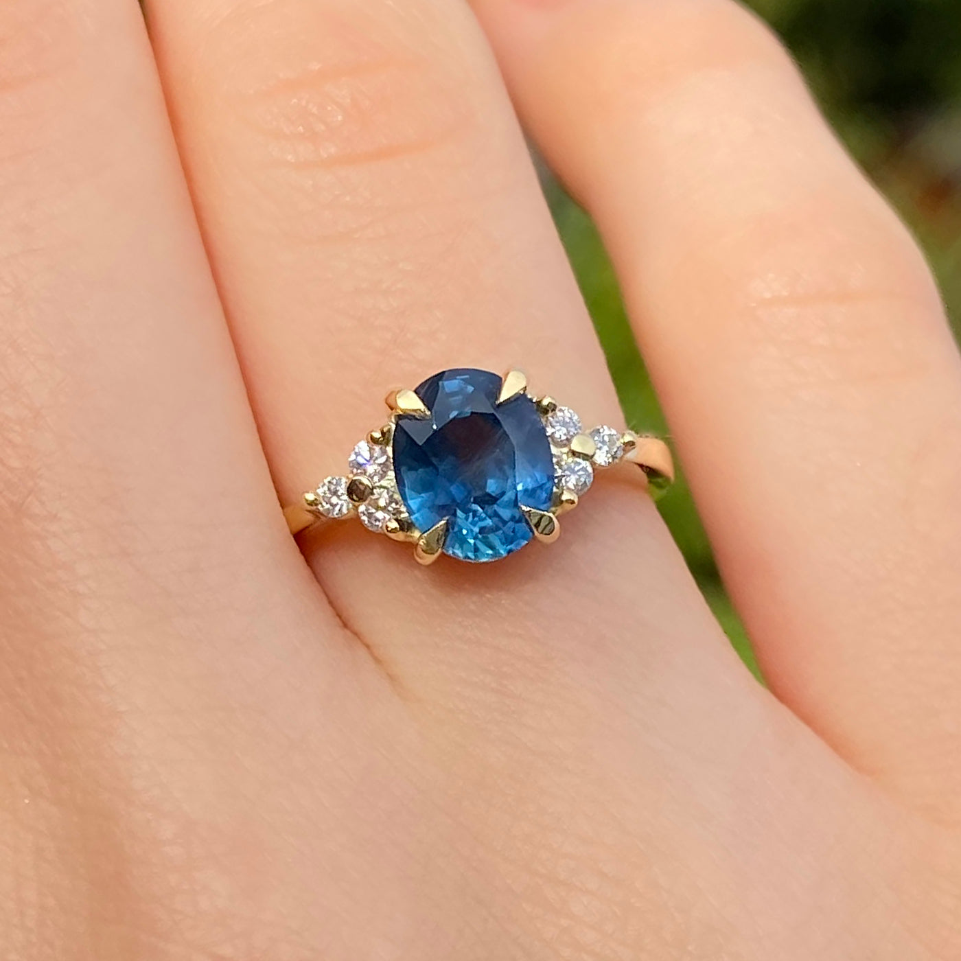 Oval Sapphire and Diamond Cluster Ring, 18ct Gold