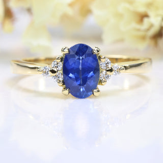Custom 18ct Gold Ceylon Sapphire & Diamond Cluster Engagement Ring