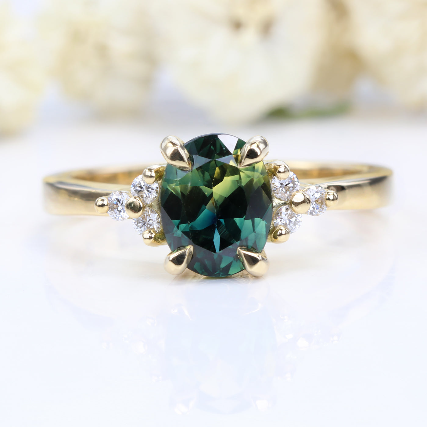 18ct Gold Parti Sapphire & Diamond Cluster Engagement Ring
