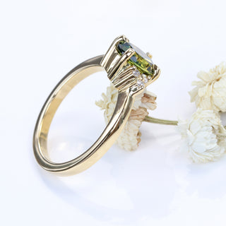 Custom 18ct Gold Parti Sapphire & Diamond Cluster Engagement Ring