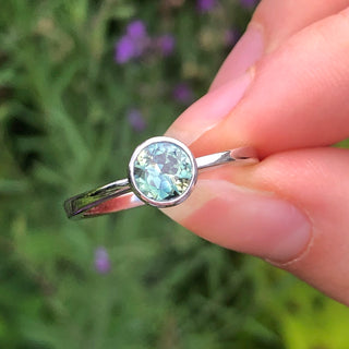 Custom Platinum Australian Parti Sapphire Solitaire Engagement Ring