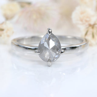 Platinum Pear Cut Salt and Pepper Solitaire Diamond Engagement Ring