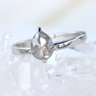 Platinum Pear Cut Salt and Pepper Solitaire Diamond Engagement Ring