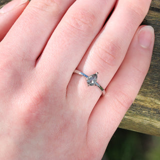 Custom Platinum Salt and Pepper Pear Shape Diamond Ring