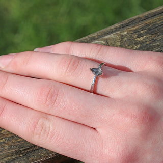 Custom Platinum Salt and Pepper Pear Shape Diamond Ring