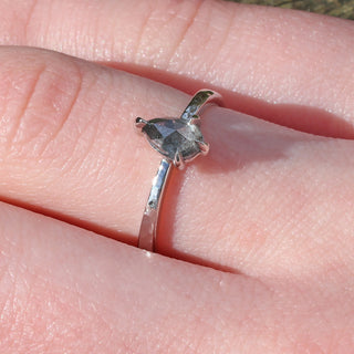 Custom Platinum Salt and Pepper Pear Shape Diamond Ring