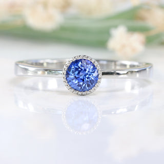 Platinum Ceylon Sapphire Solitaire Engagement Ring
