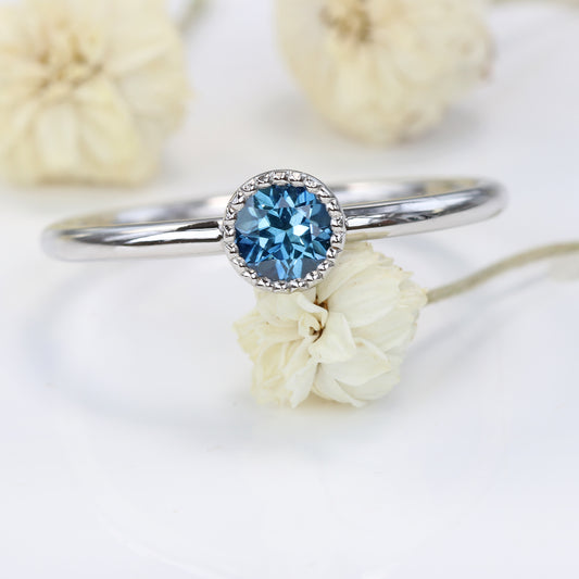 Petite Sapphire Solitaire Platinum Engagement Ring (Size L, Resize I - L 1/2)